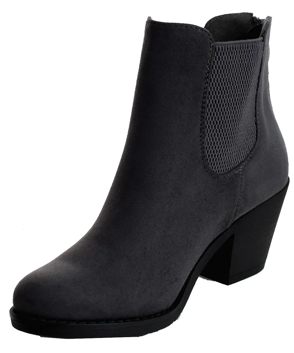 Refresh Footwear Women's Elastic Side Stacked Block Heel Bootie