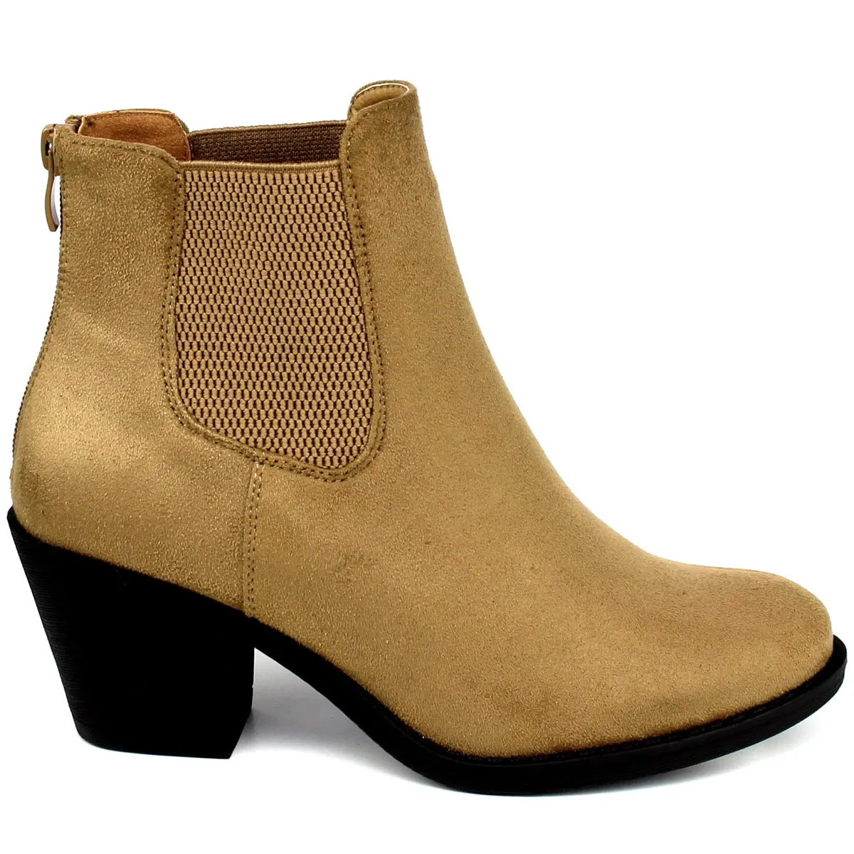 Refresh Footwear Women's Elastic Side Stacked Block Heel Bootie