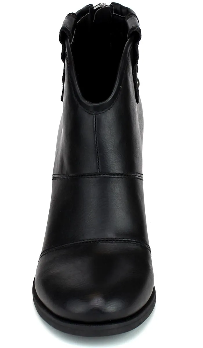 Refresh Footwear Women's Studded Pull On Stacked Chunky Heel Bootie