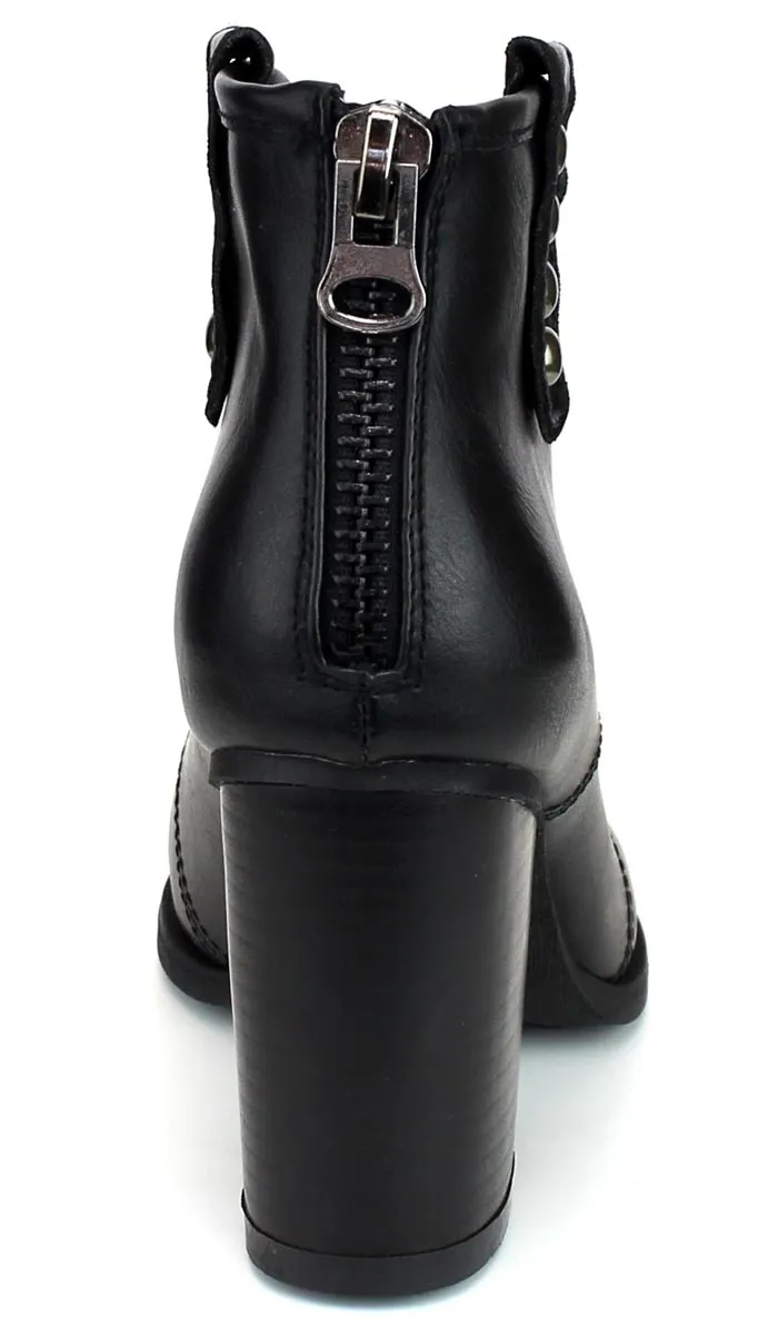 Refresh Footwear Women's Studded Pull On Stacked Chunky Heel Bootie