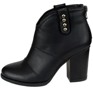 Refresh Footwear Women's Studded Pull On Stacked Chunky Heel Bootie