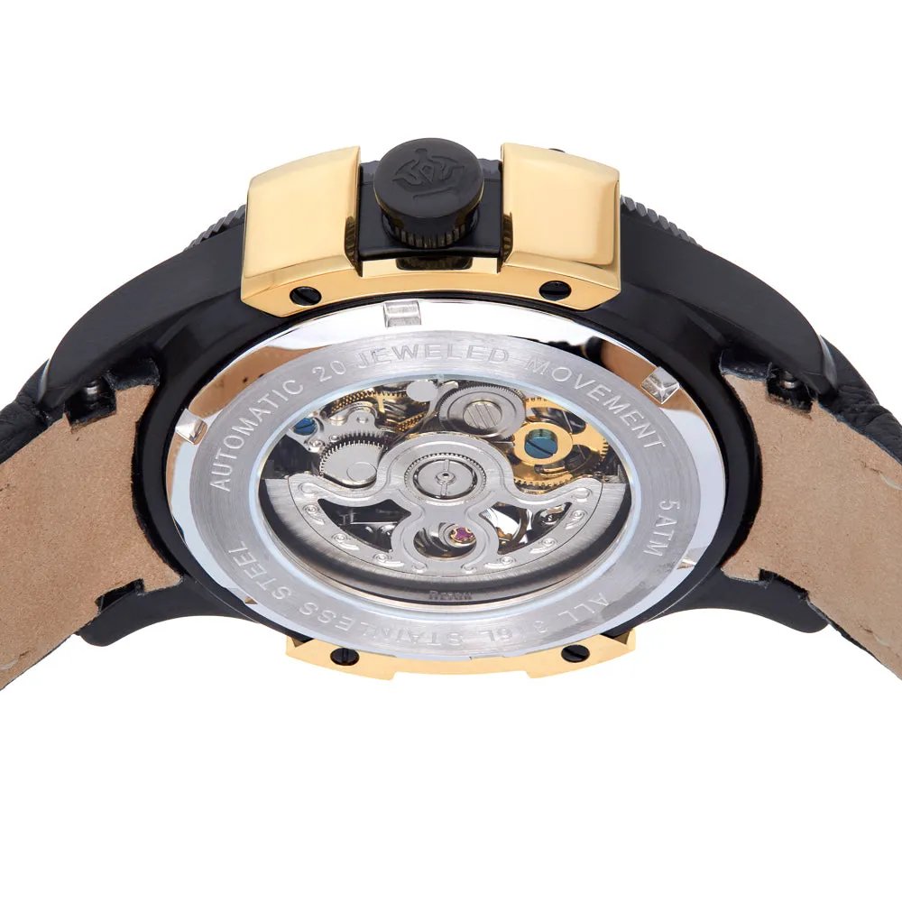 Reign Solstice Automatic Skeletonized Leather-Band Watch