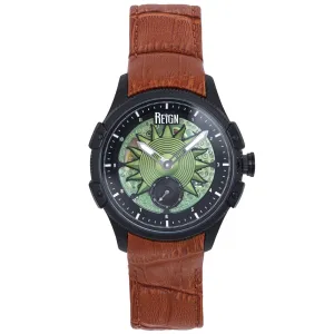 Reign Solstice Automatic Skeletonized Leather-Band Watch