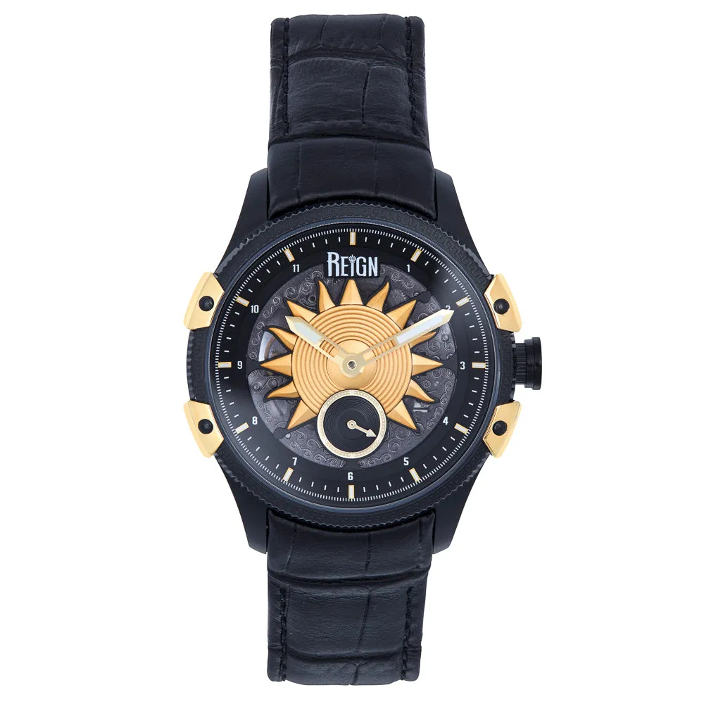 Reign Solstice Automatic Skeletonized Leather-Band Watch