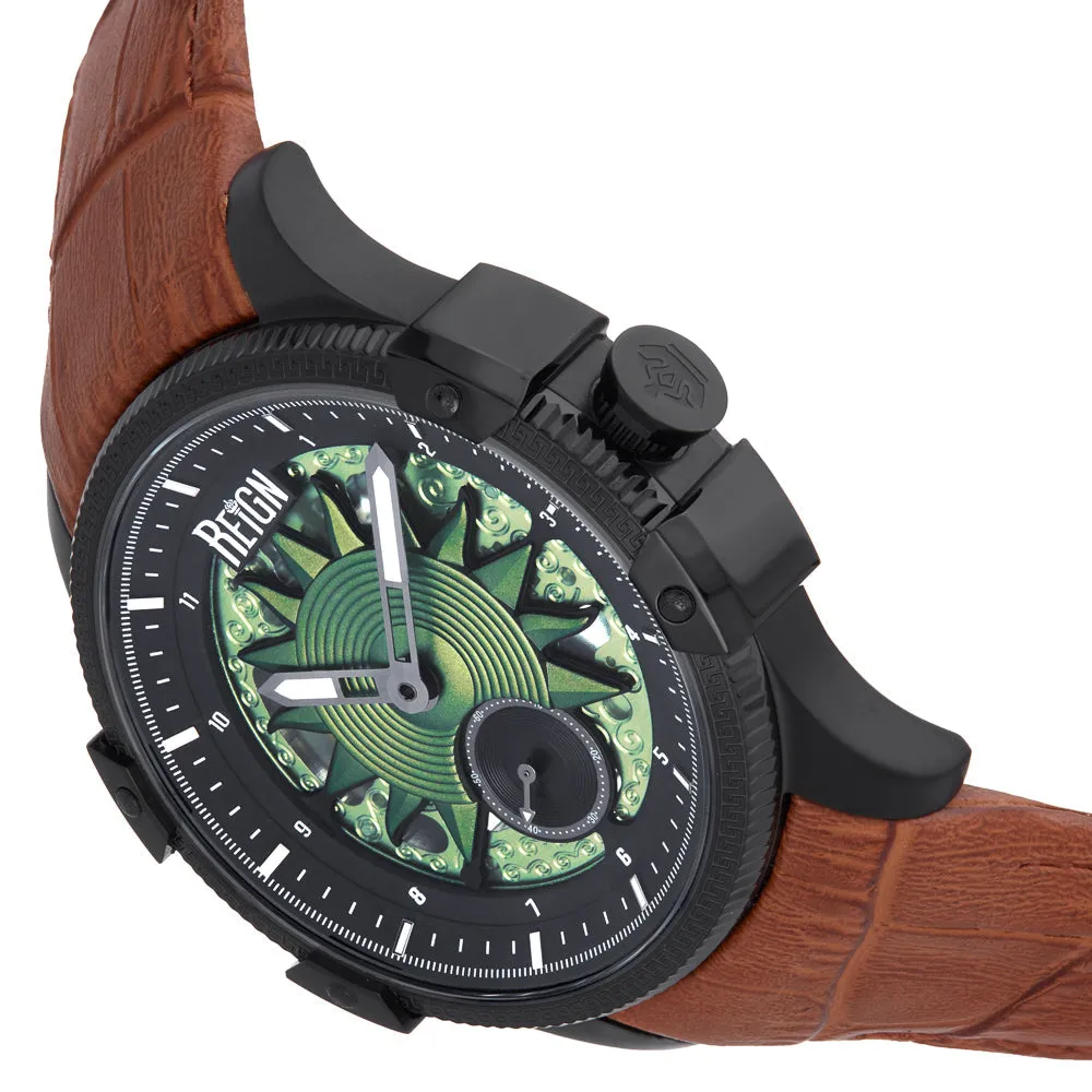 Reign Solstice Automatic Skeletonized Leather-Band Watch