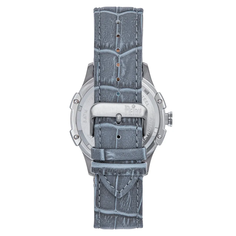 Reign Solstice Automatic Skeletonized Leather-Band Watch