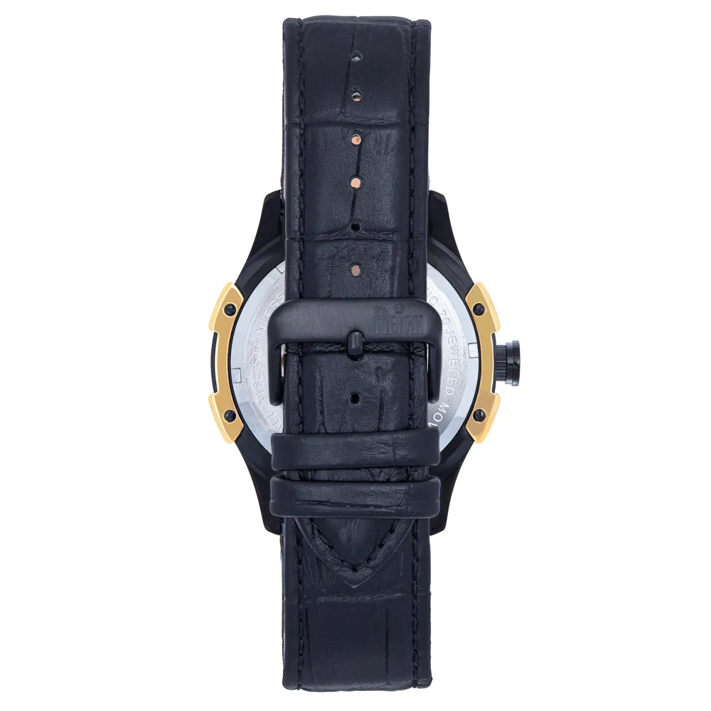 Reign Solstice Automatic Skeletonized Leather-Band Watch