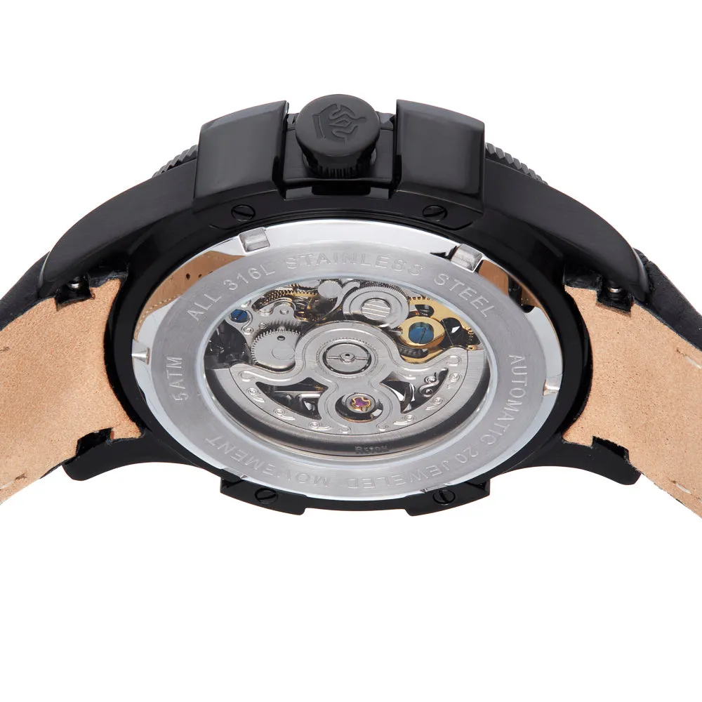 Reign Solstice Automatic Skeletonized Leather-Band Watch