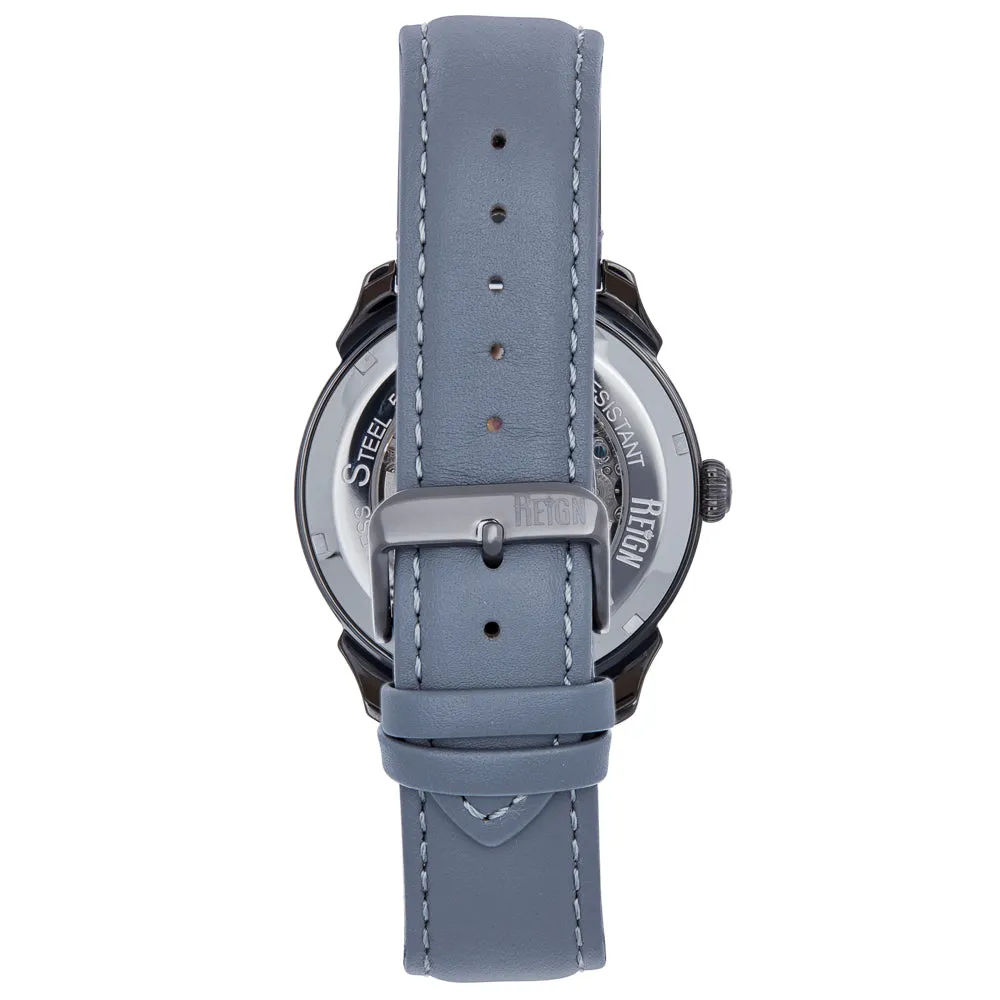 Reign Weston Automatic Skeletonized Leather-Band Watch