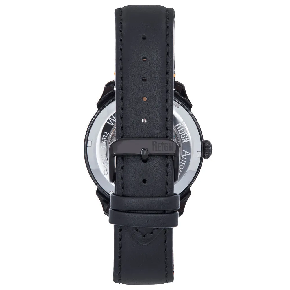 Reign Weston Automatic Skeletonized Leather-Band Watch