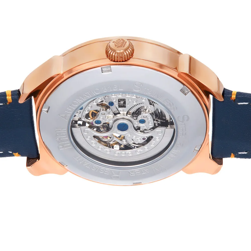 Reign Weston Automatic Skeletonized Leather-Band Watch