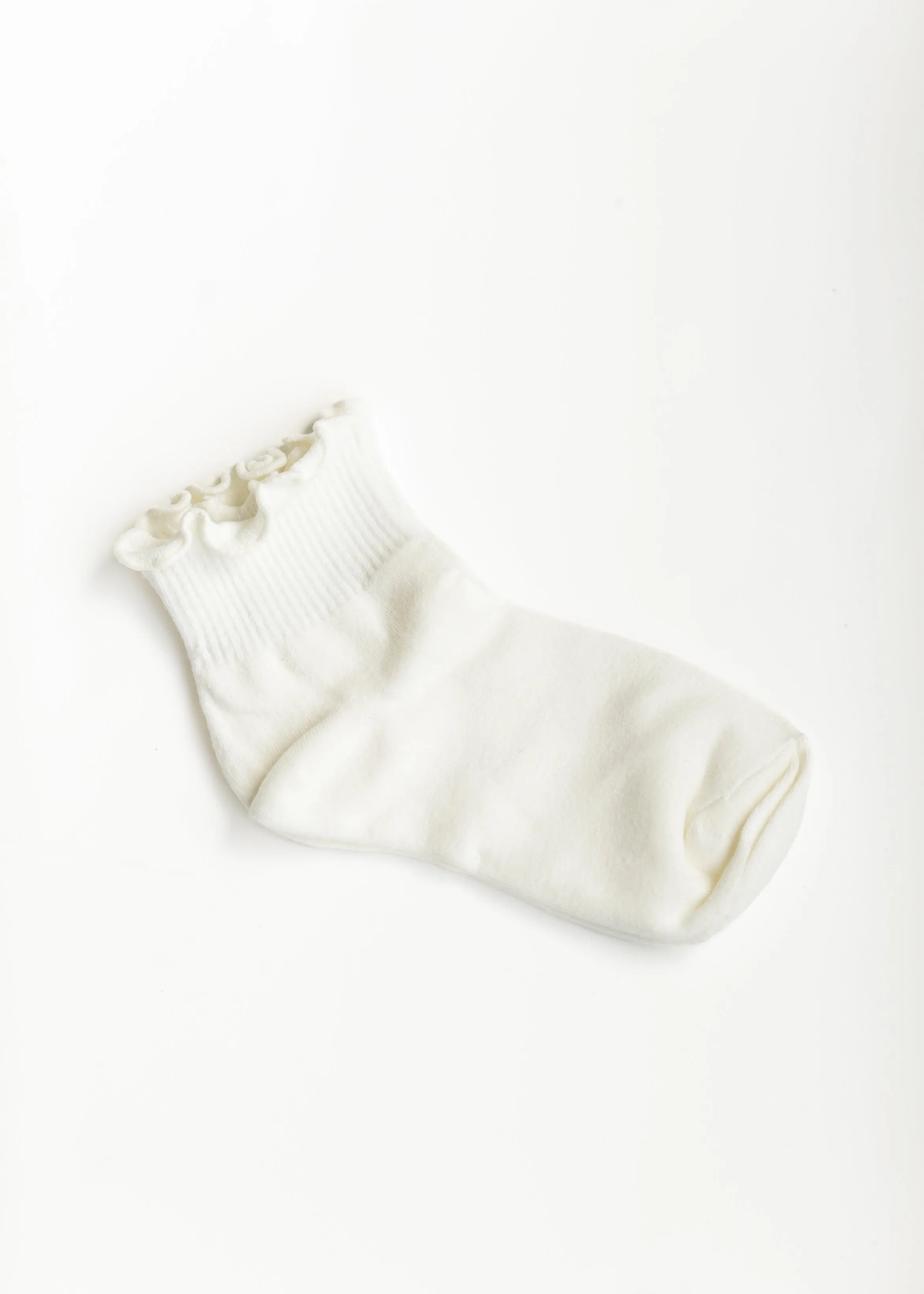 Ruffle Solid Color Ankle Socks