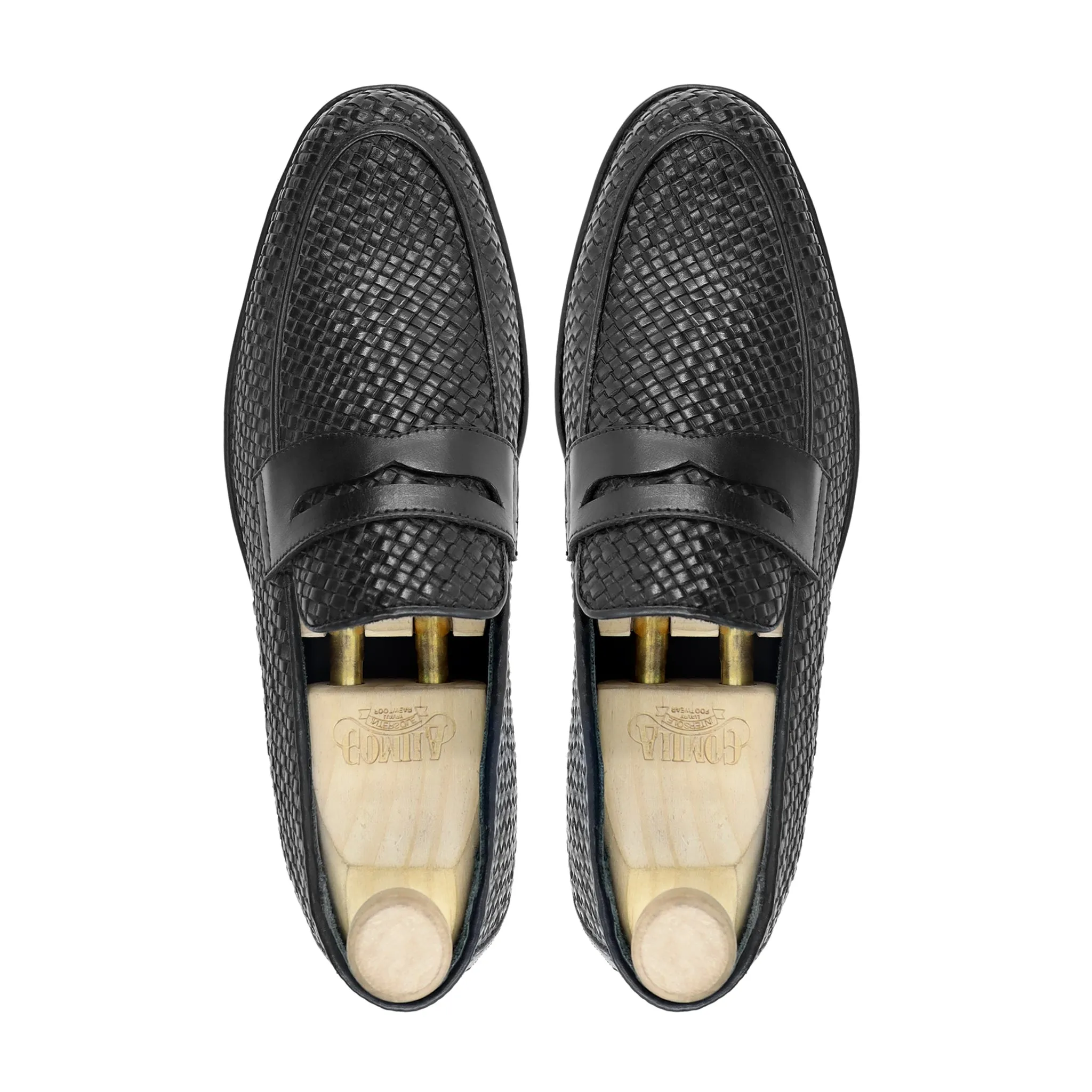 Rybnik - Men' Black Hand Woven Calf Leather Loafer