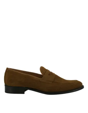 Saxone of Scotland Elegant Tan Brown Suede Loafers for Men