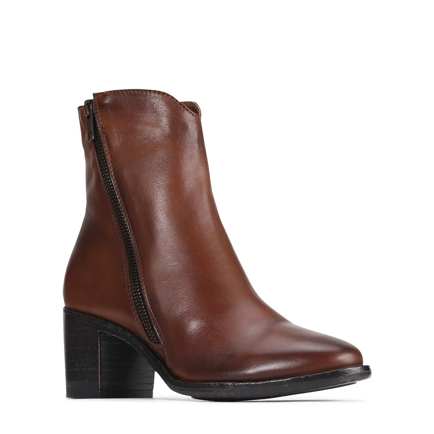 SERAPHIN LEATHER ZIP ANKLE BOOTS