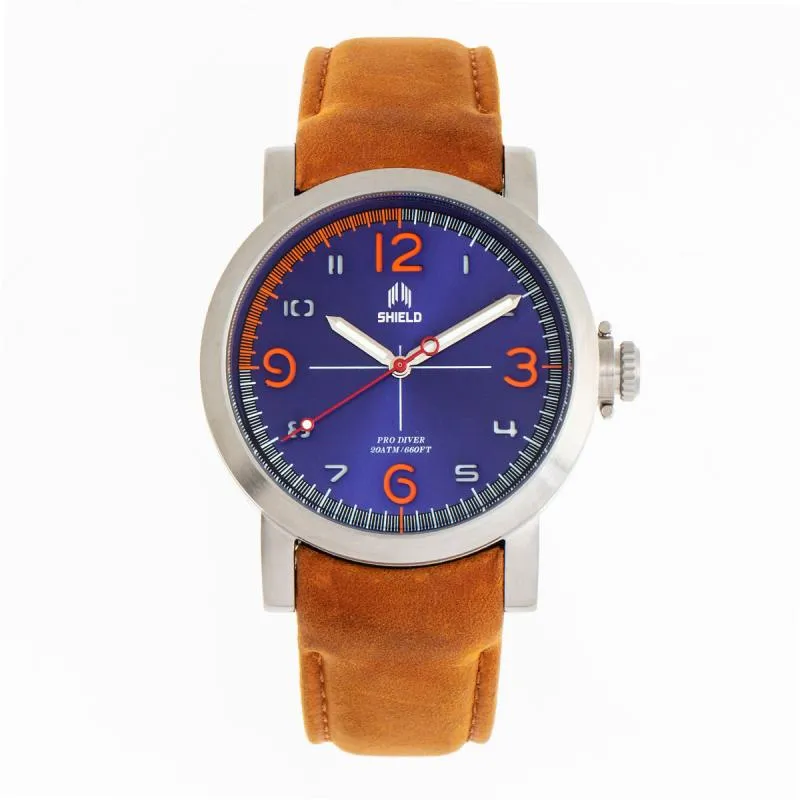 Shield Berge Leather-Band Men's Diver Watch