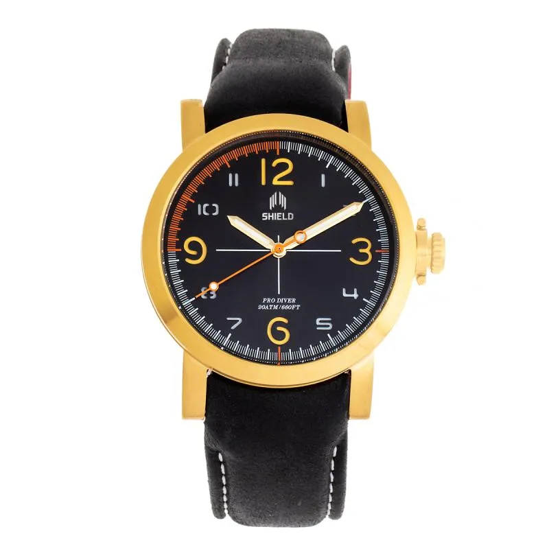 Shield Berge Leather-Band Men's Diver Watch