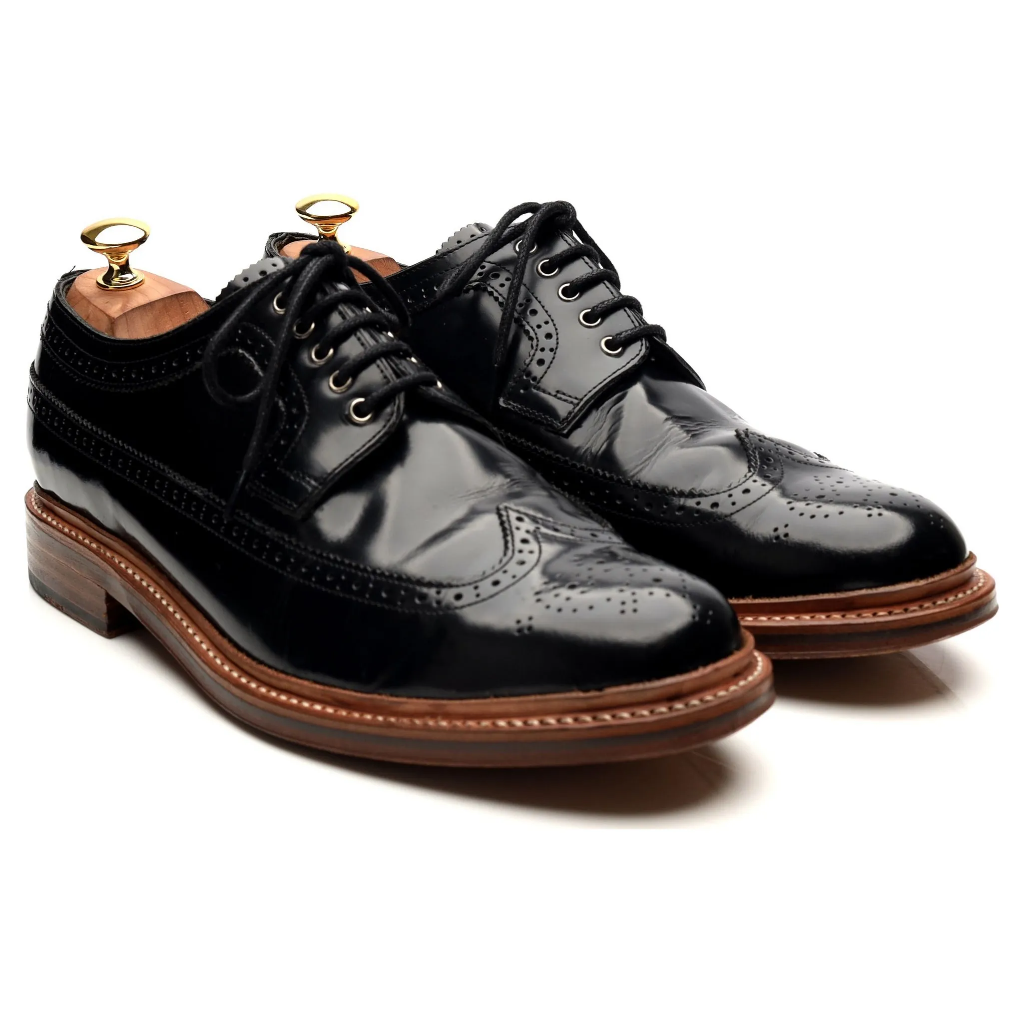 'Sid' Black Leather Derby Brogues UK 10 G