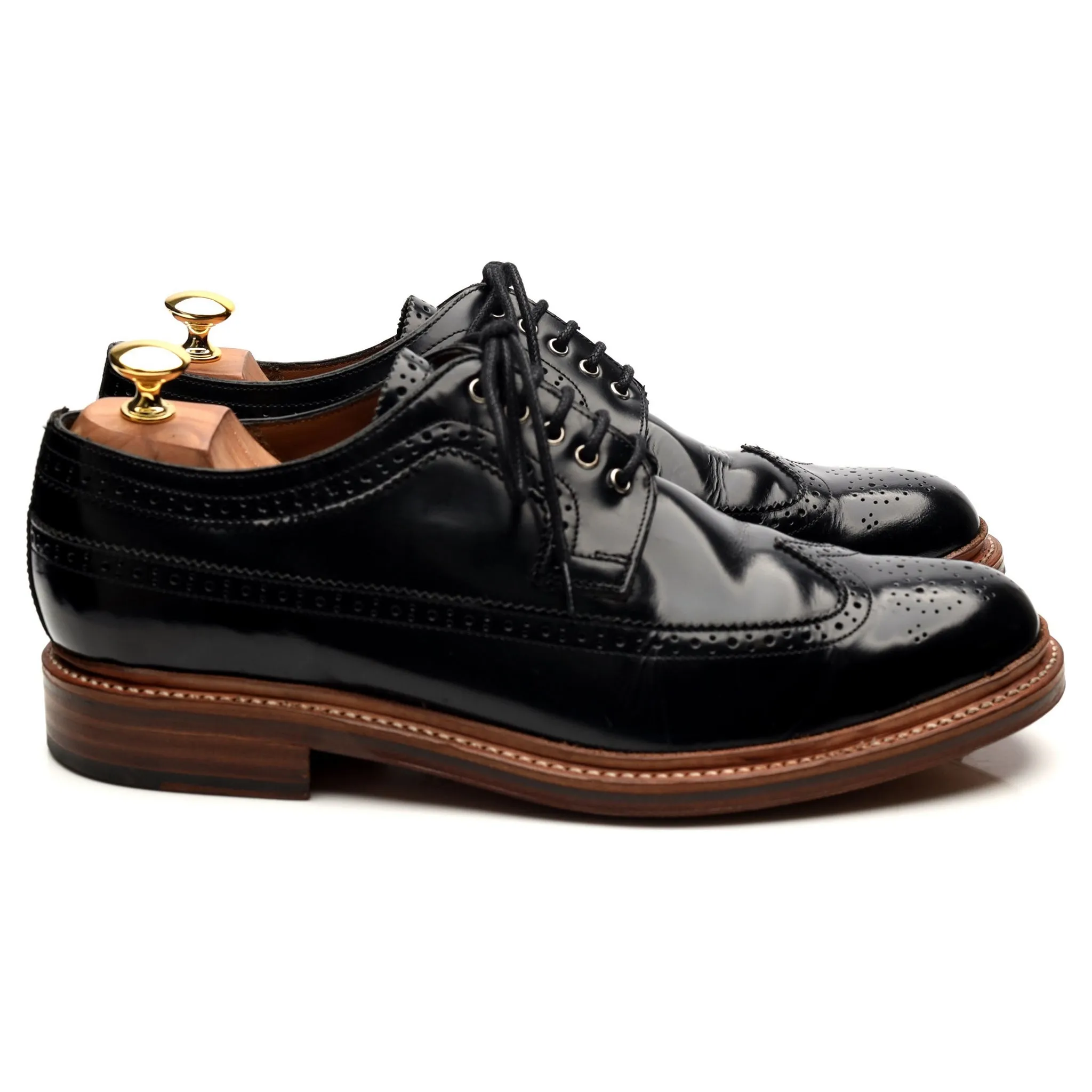 'Sid' Black Leather Derby Brogues UK 10 G