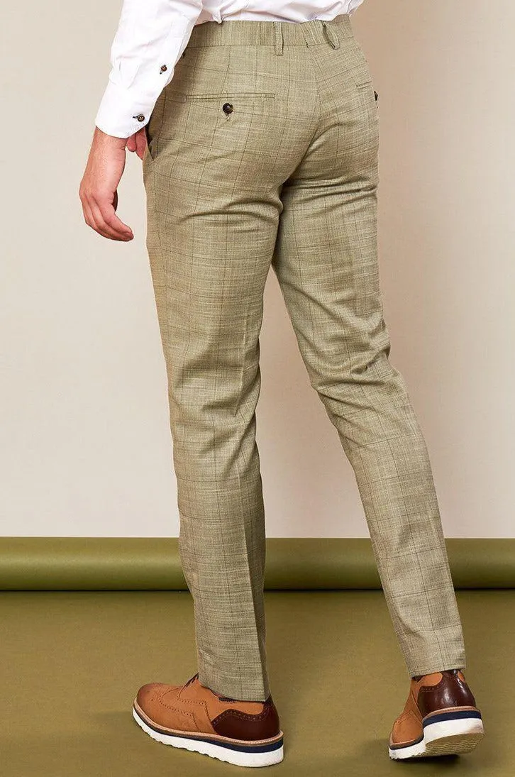 SID - Mustard Beige Check Trousers