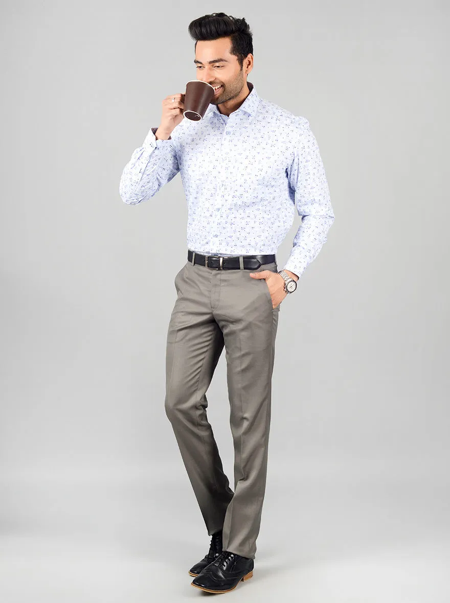 Sky Blue Printed Regular Fit Formal Shirt | JadeBlue