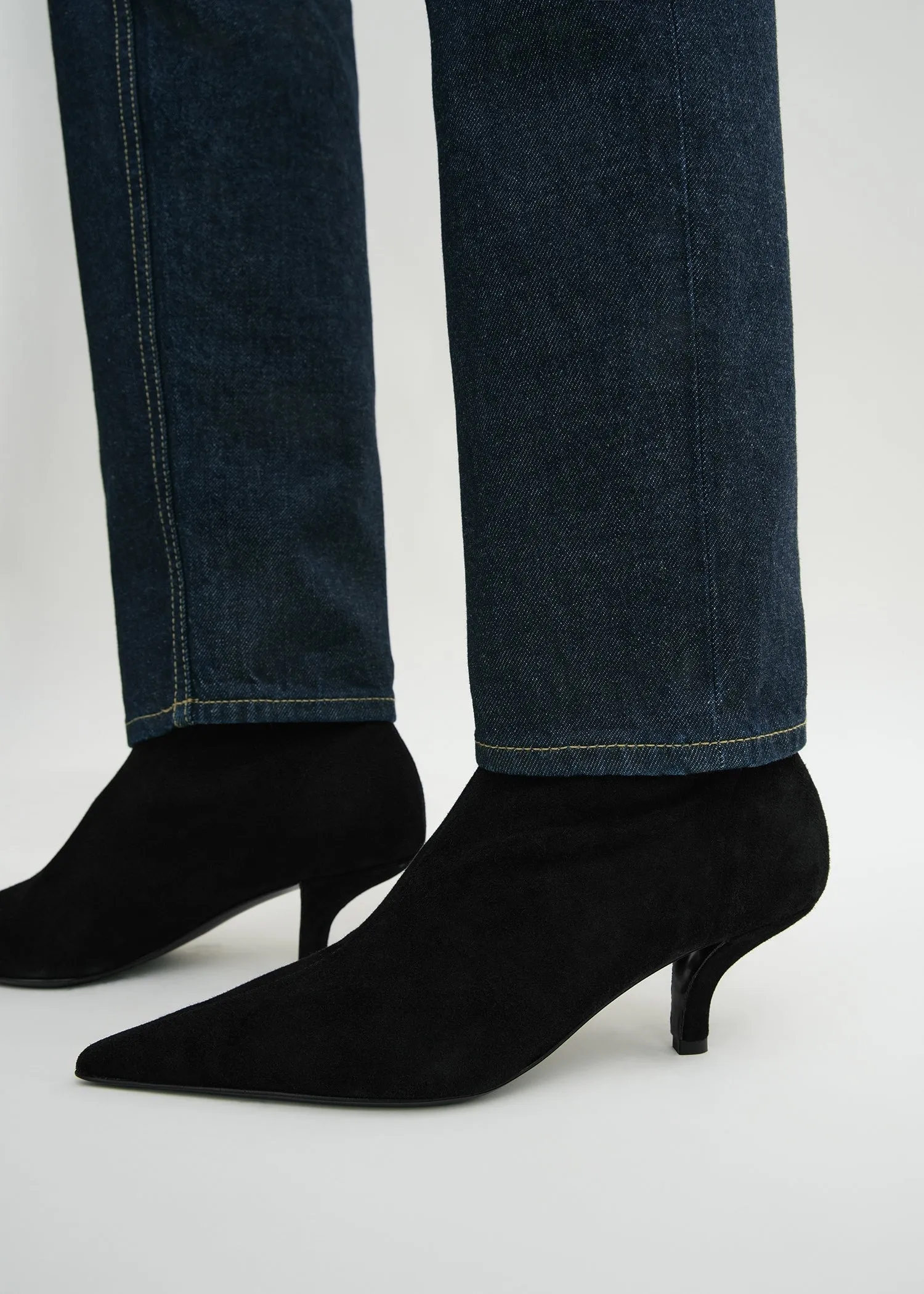 Suede heeled sock boots black