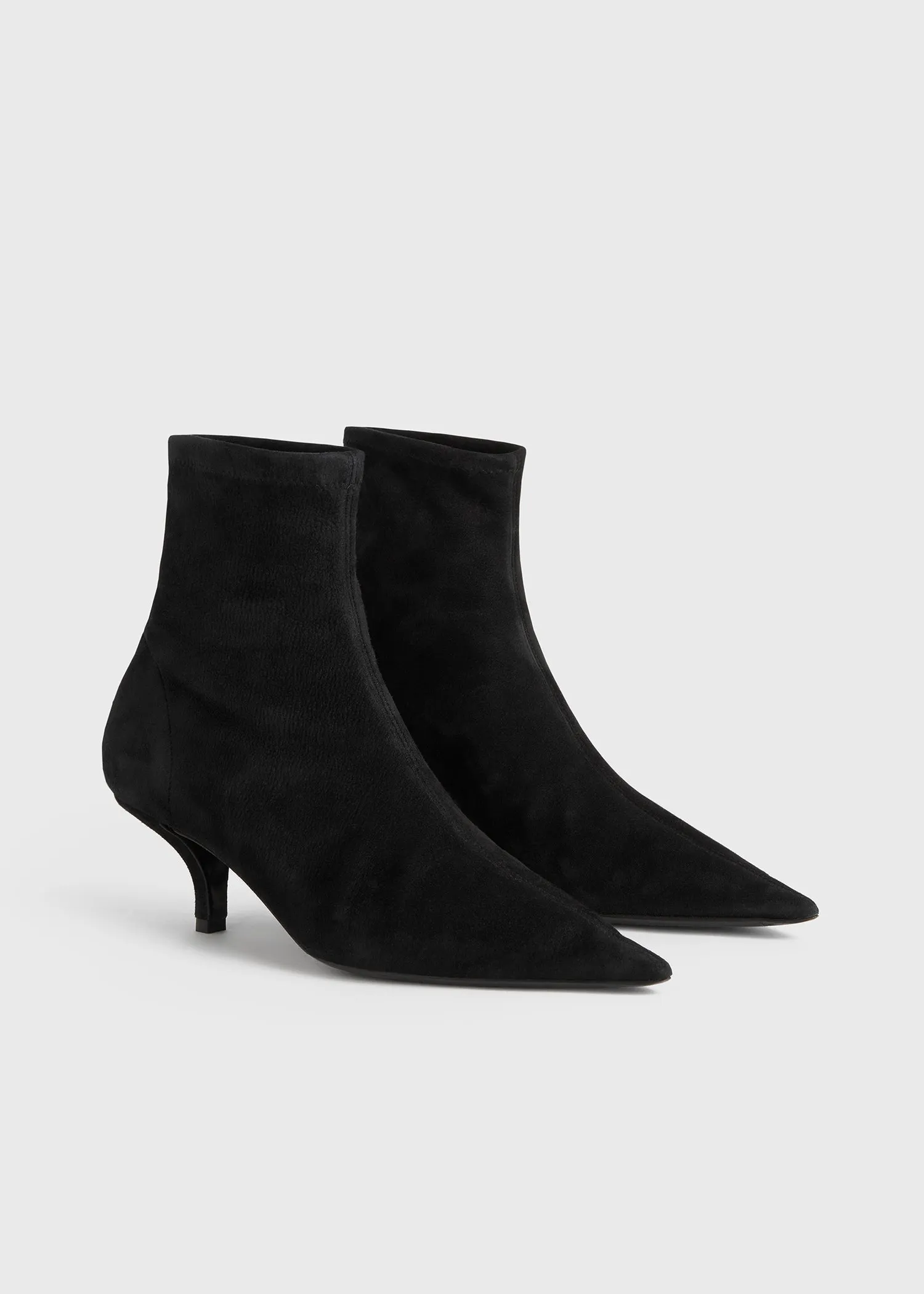 Suede heeled sock boots black