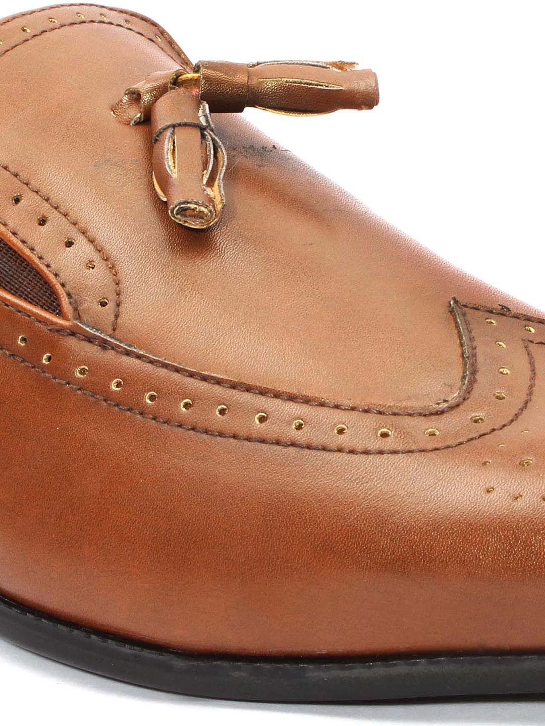 Tan Brogues Tassel Loafers