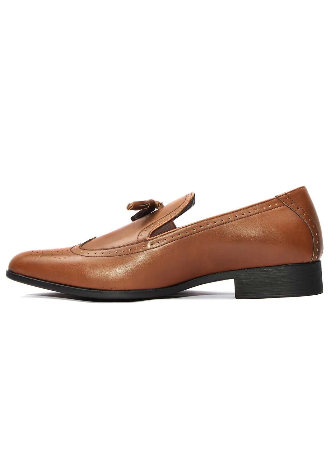 Tan Brogues Tassel Loafers