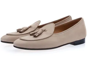 TANGERINE 2 NABUK TAUPE BELGIAN LOAFERS