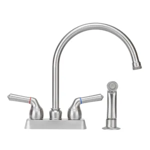 Tehila Stainless Steel Finish Gooseneck Faucet with Side Sprayer