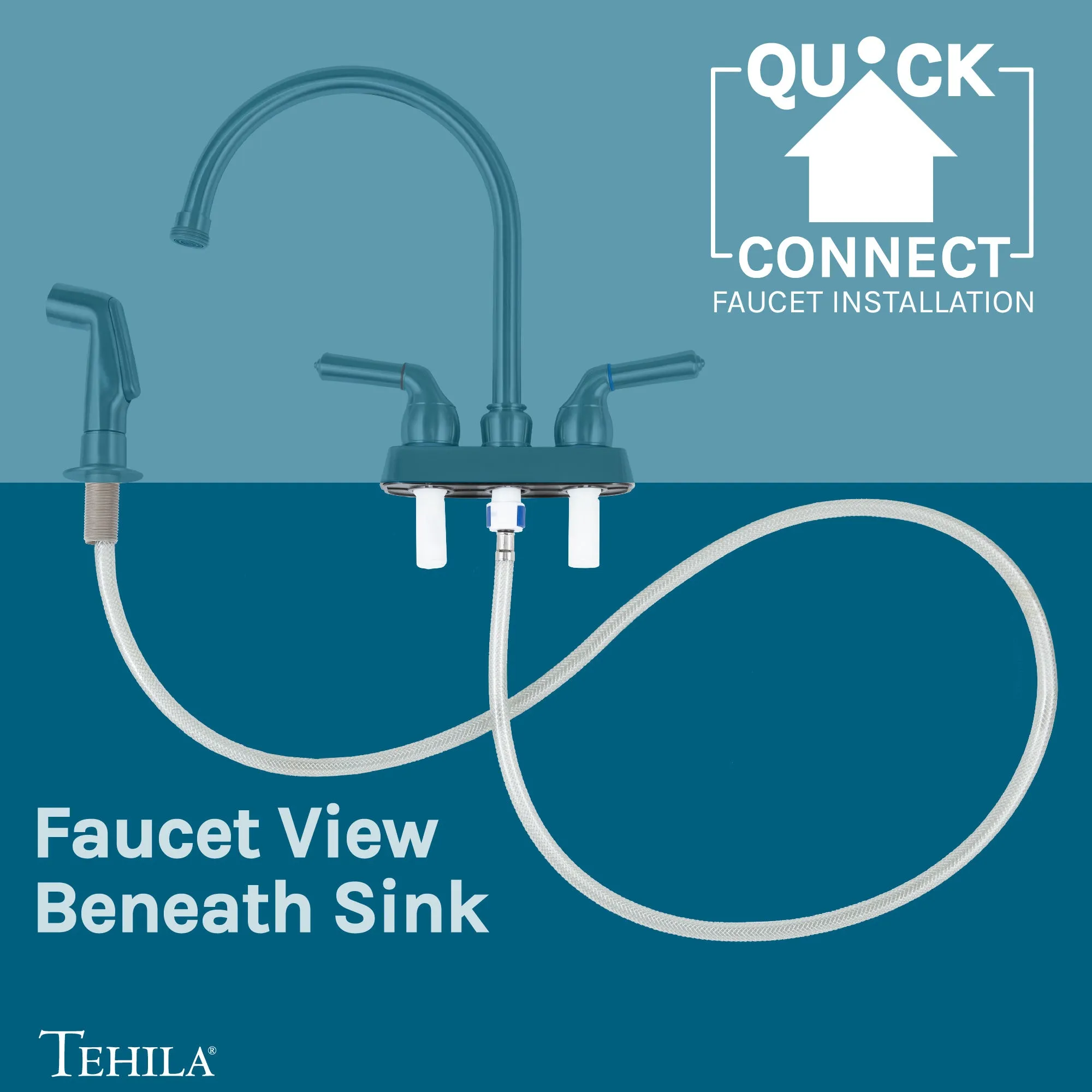 Tehila Stainless Steel Finish Gooseneck Faucet with Side Sprayer