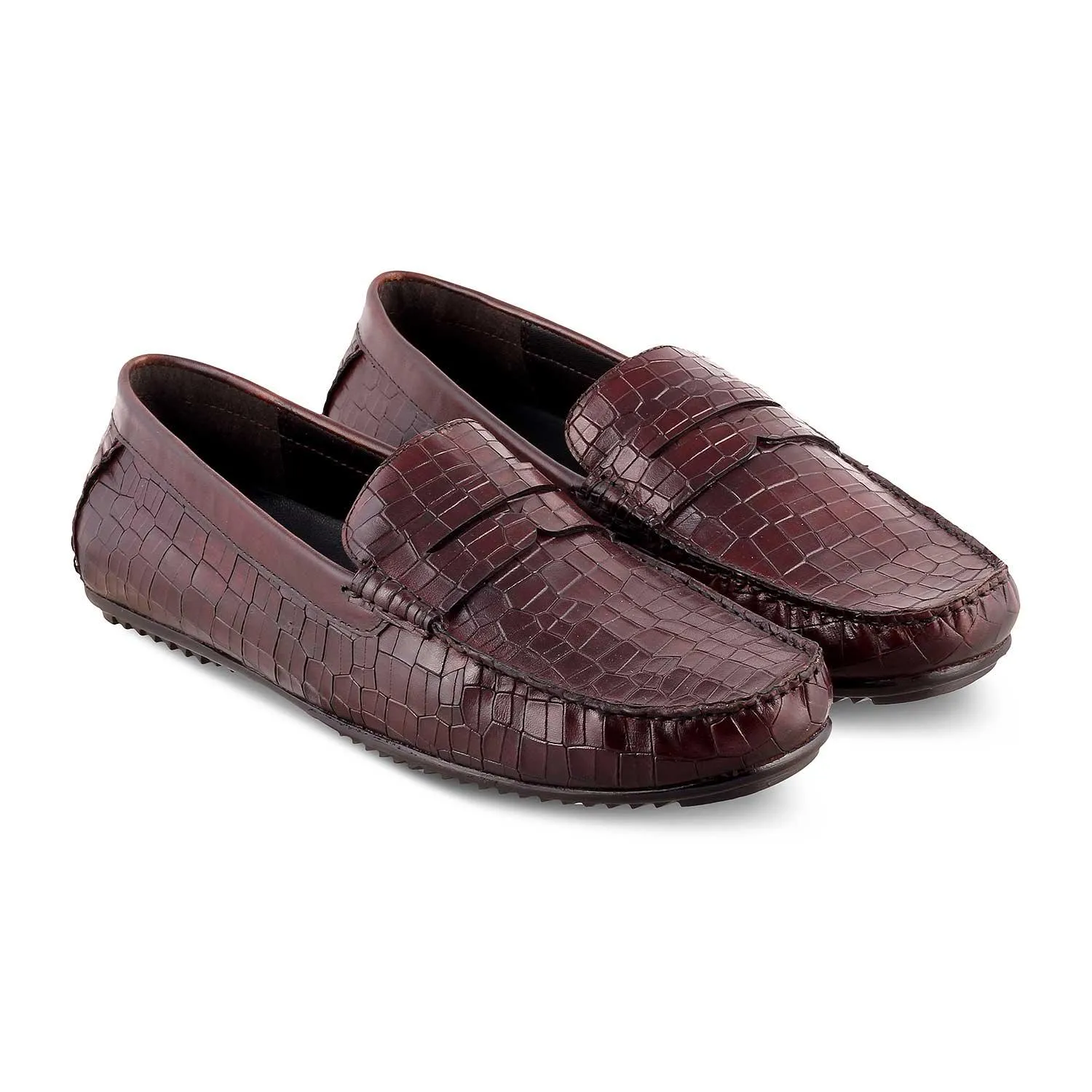 The Avyo Brown Men's Leather Loafers Tresmode