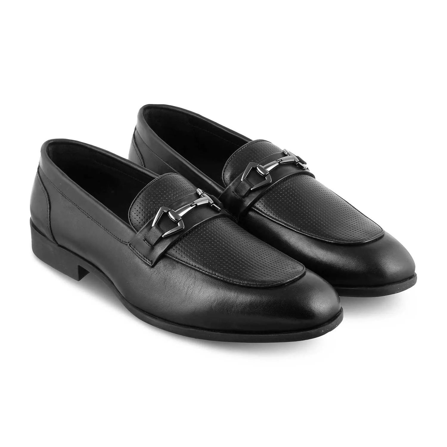 The Montli Black Men's Leather Loafers Tresmode