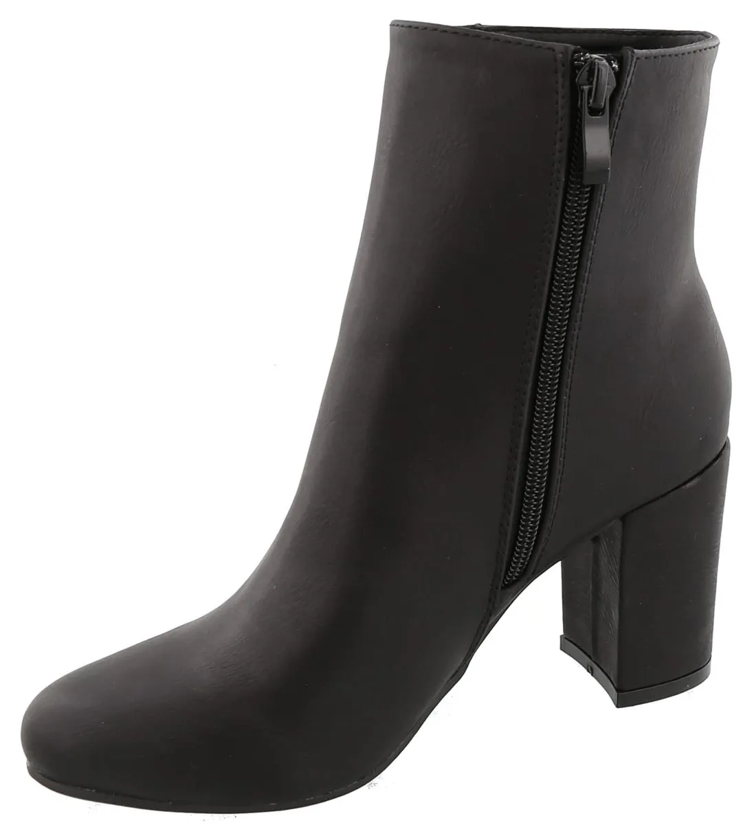 Top Moda Women's Mid Calf Stacked Block Heel Bootie