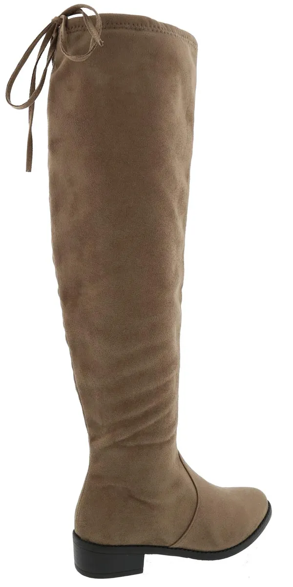 Top Moda Women's Over The Knee Adjustable Tie Stacked Heeled Boot