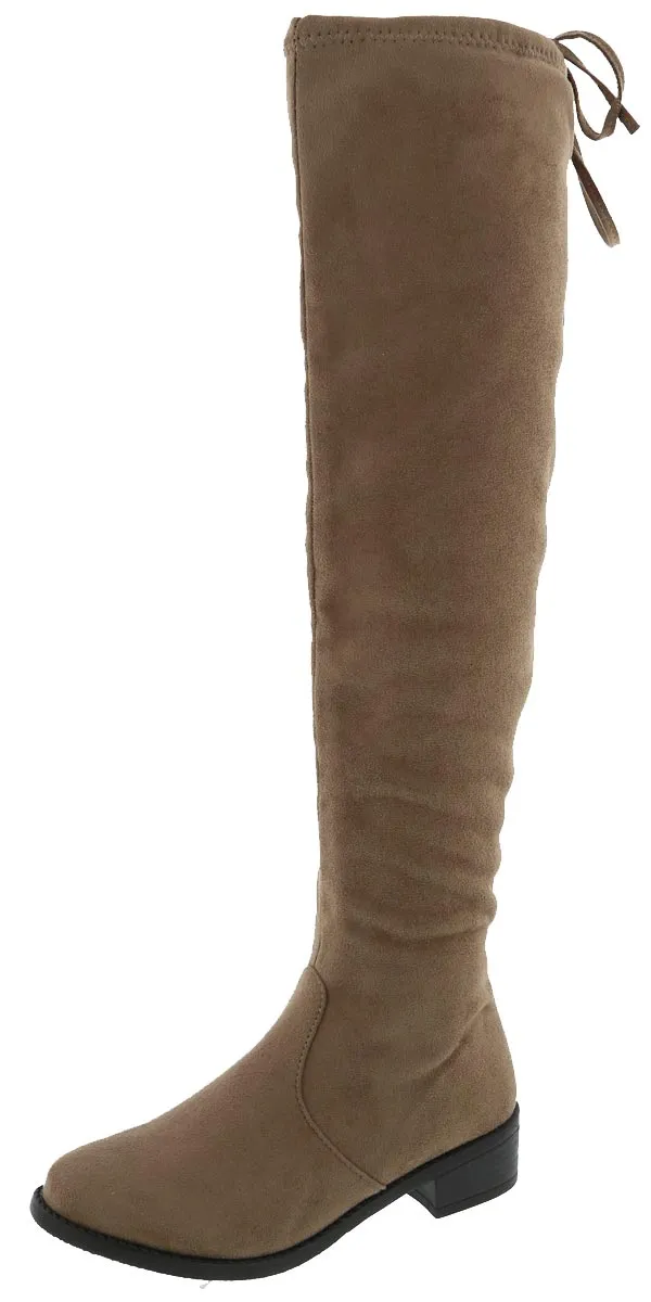 Top Moda Women's Over The Knee Adjustable Tie Stacked Heeled Boot