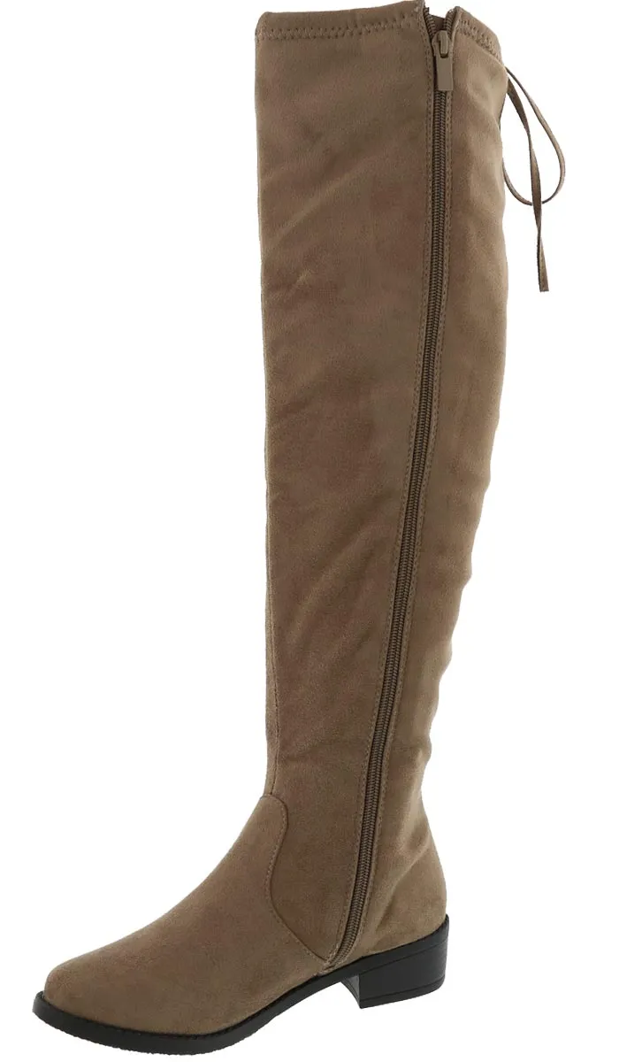 Top Moda Women's Over The Knee Adjustable Tie Stacked Heeled Boot