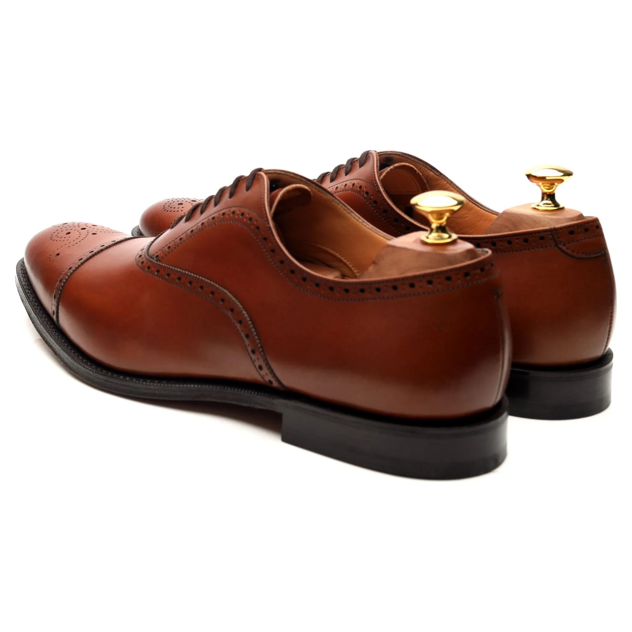 'Toronto' Tan Brown Leather Oxford Semi Brogues UK 9.5 F