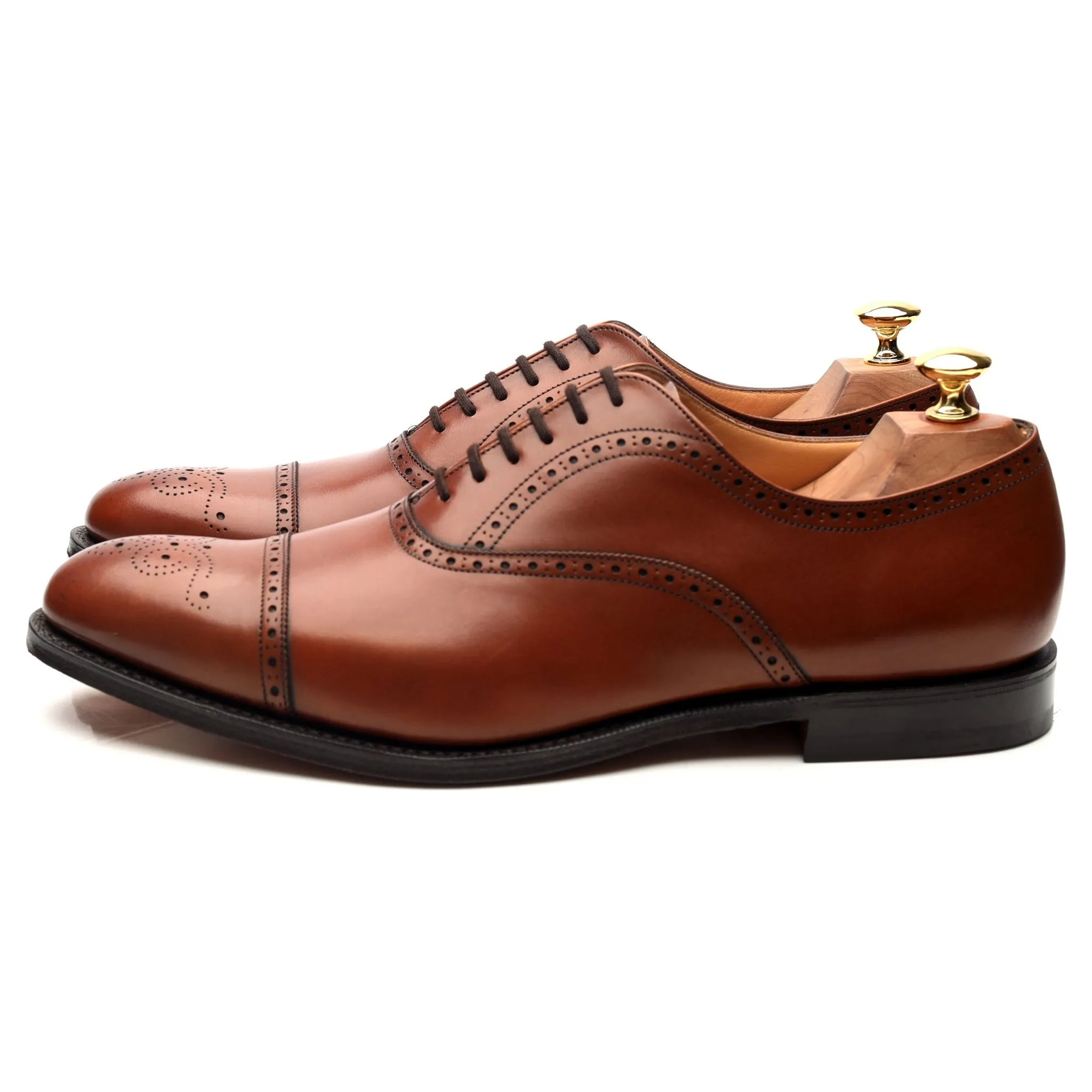 'Toronto' Tan Brown Leather Oxford Semi Brogues UK 9.5 F