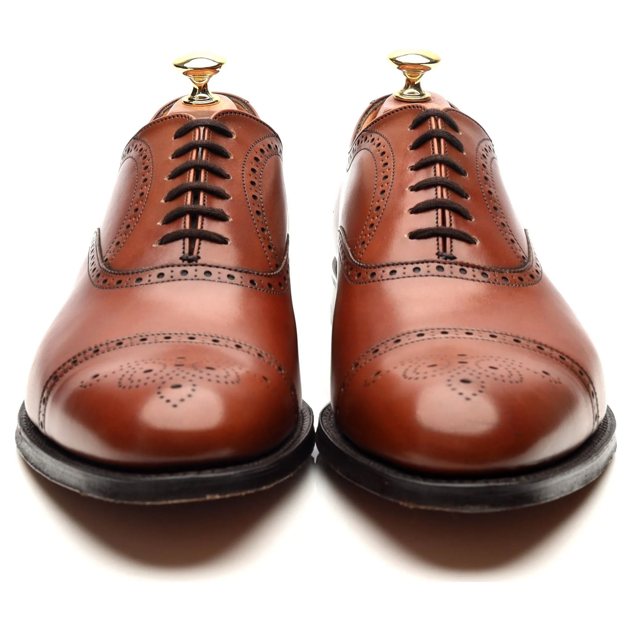 'Toronto' Tan Brown Leather Oxford Semi Brogues UK 9.5 F