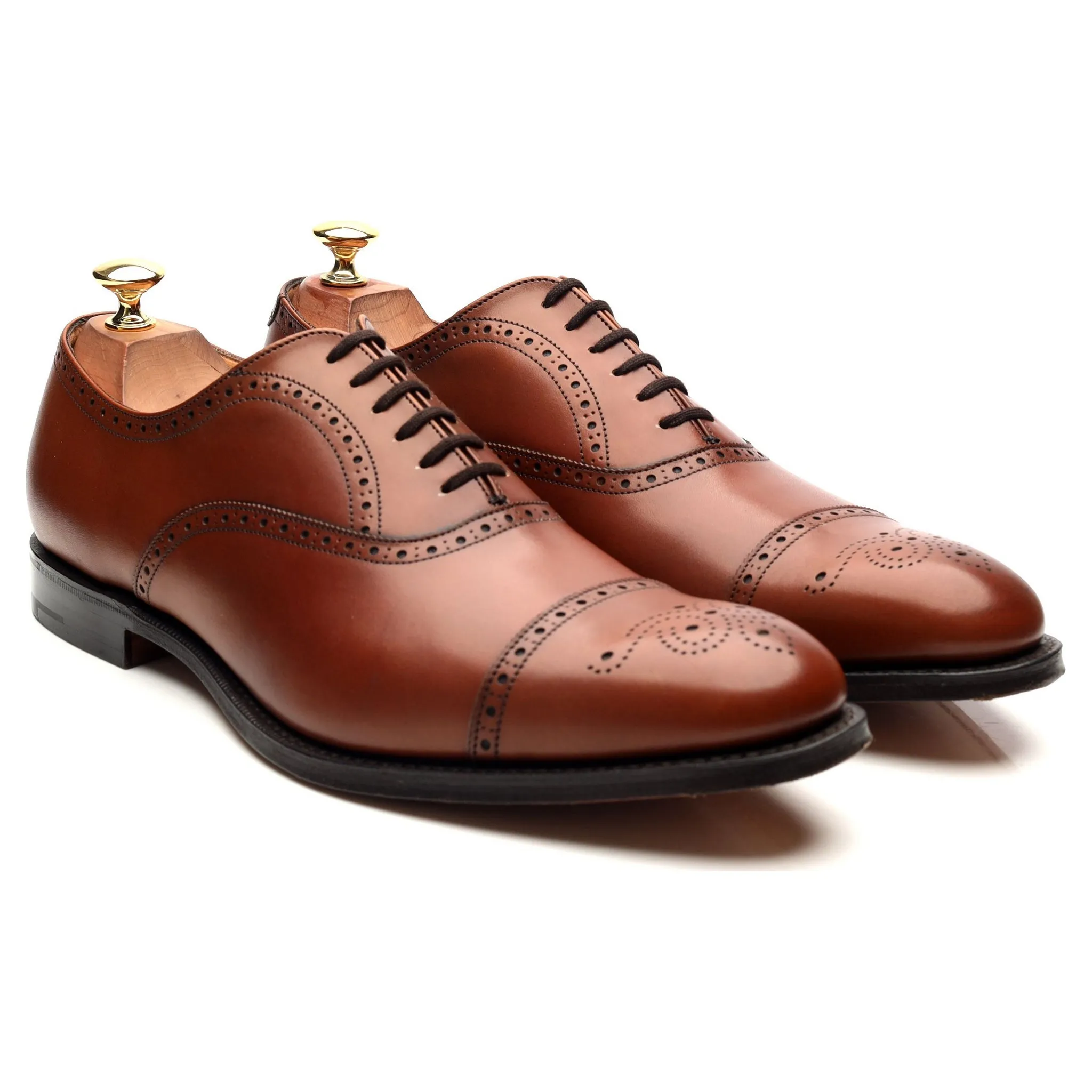 'Toronto' Tan Brown Leather Oxford Semi Brogues UK 9.5 F