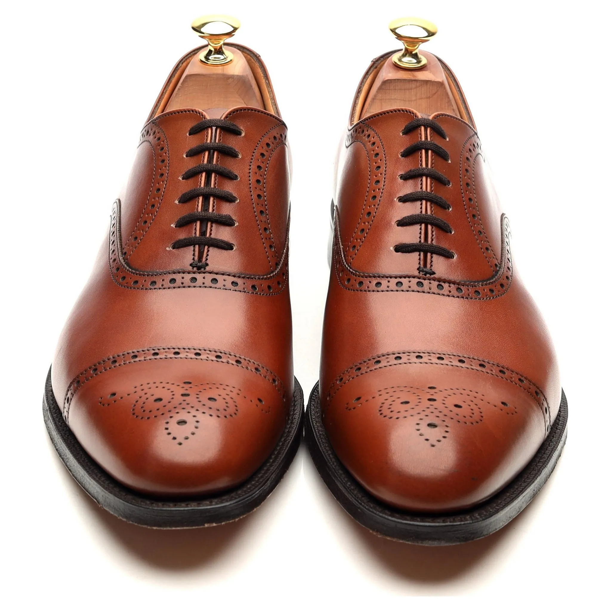 'Toronto' Tan Brown Leather Oxford Semi Brogues UK 9.5 F