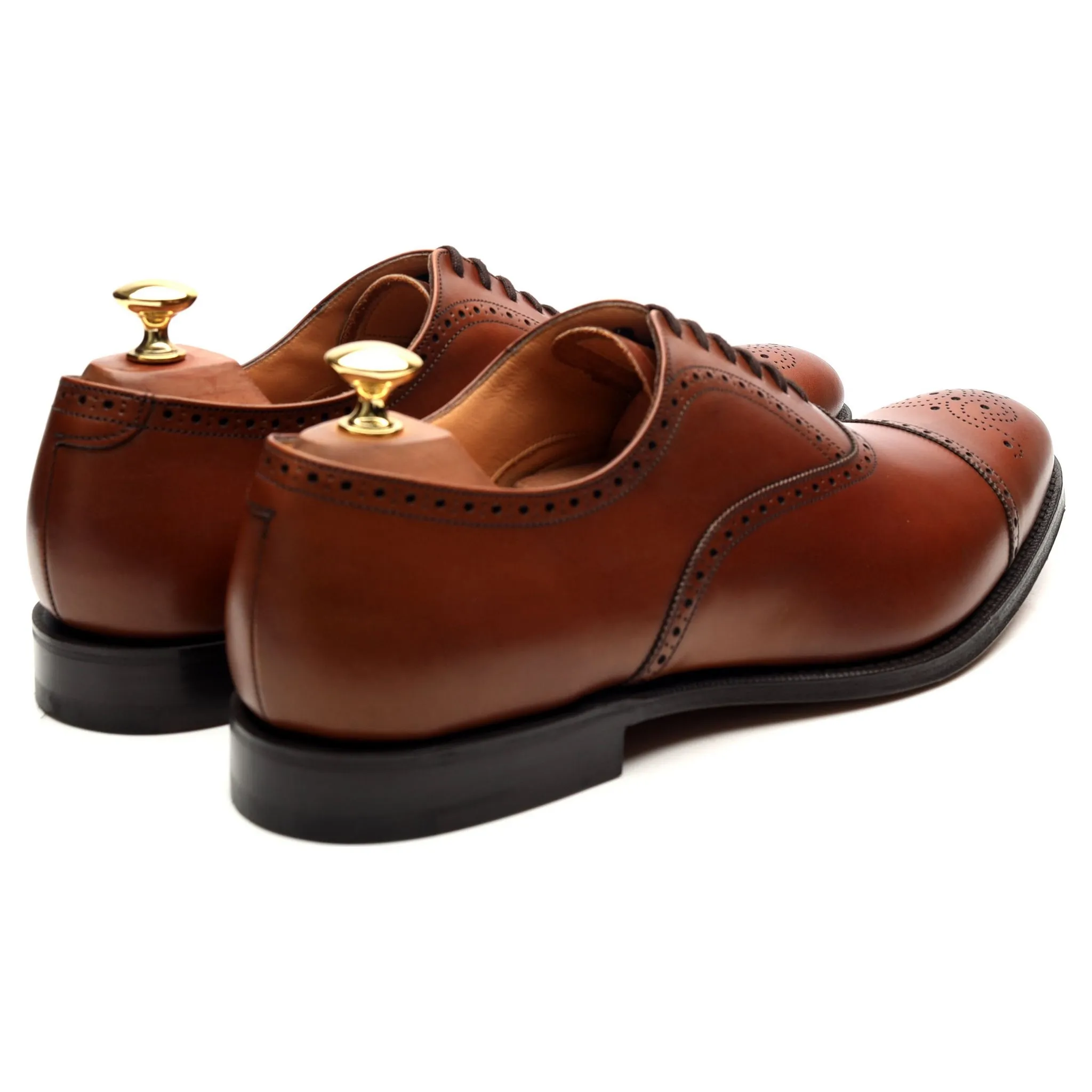 'Toronto' Tan Brown Leather Oxford Semi Brogues UK 9.5 F