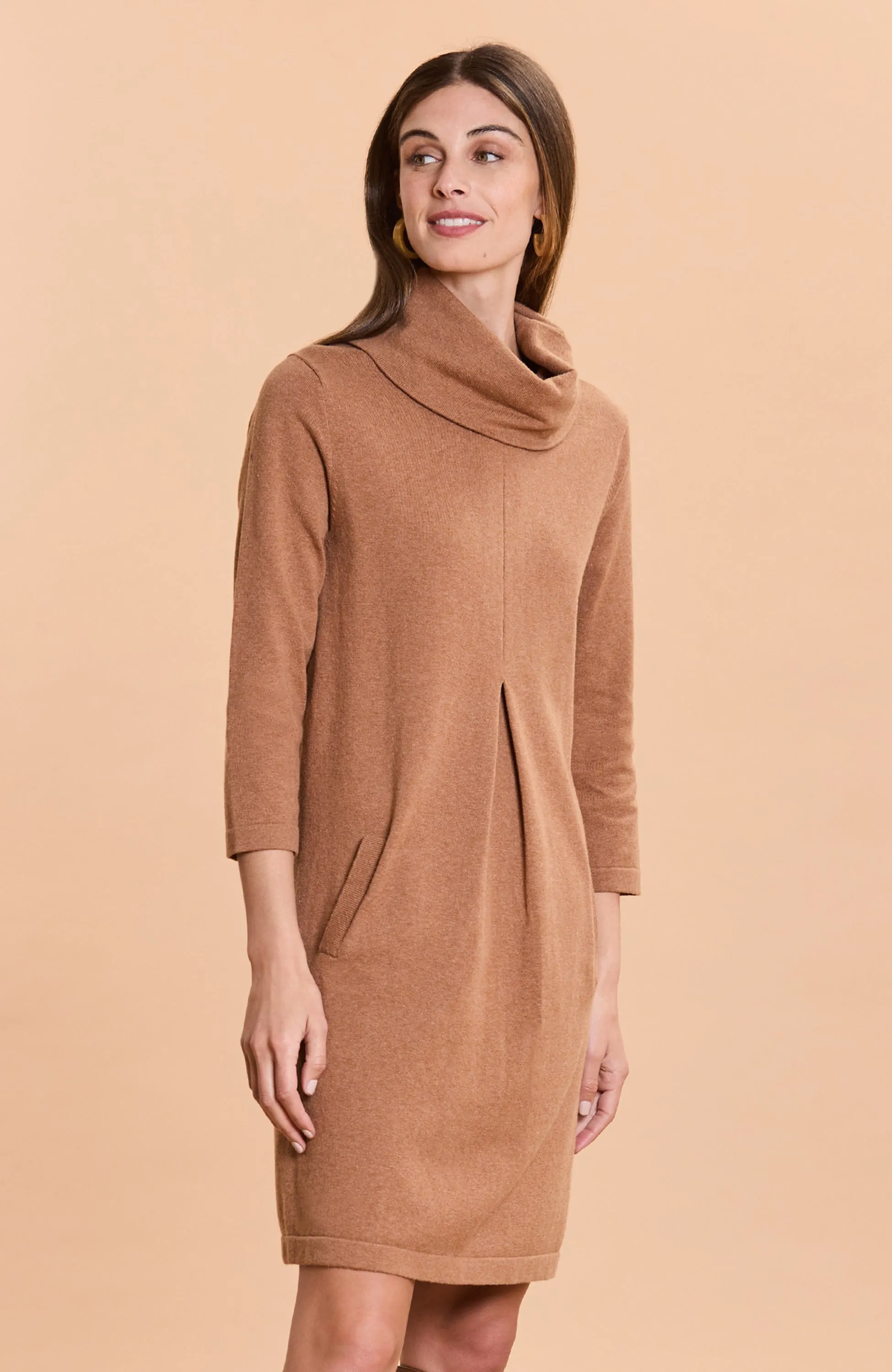 Tyler Böe Kim Cowl Dress - Camel Cotton Cashmere