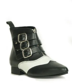 Underground Blk/White Blitz Winklepicker 3 Strap Zip Boots