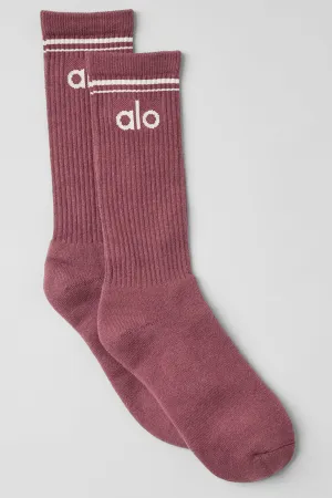 Unisex Throwback Sock - Burgundy Truffle/Ivory