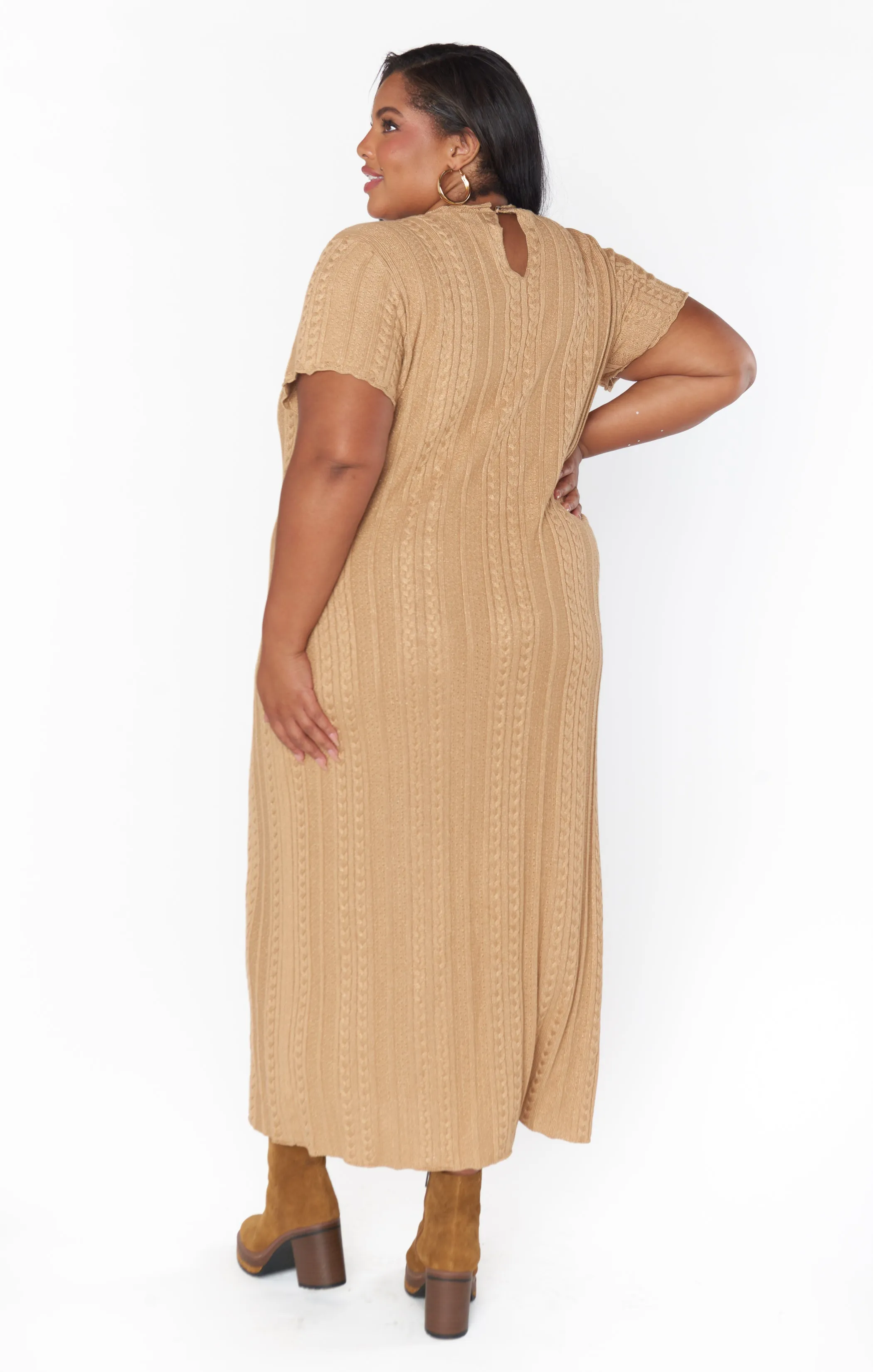 Valleta Midi Dress ~ Gold Shimmer Knit