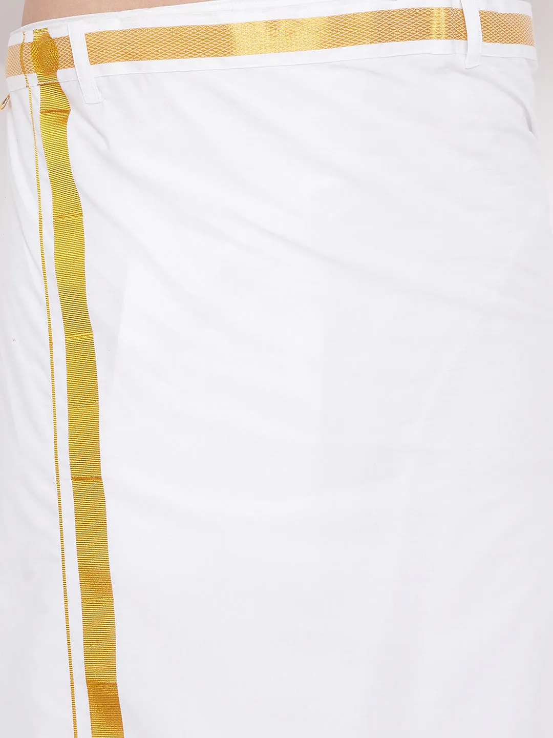 VASTRAMAY Men's Mustard Silk Blend Shirt And Mundu