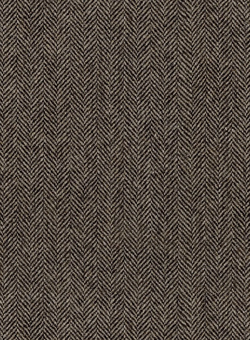 Vintage Dark Brown Herringbone Tweed Pants - Leather Trims